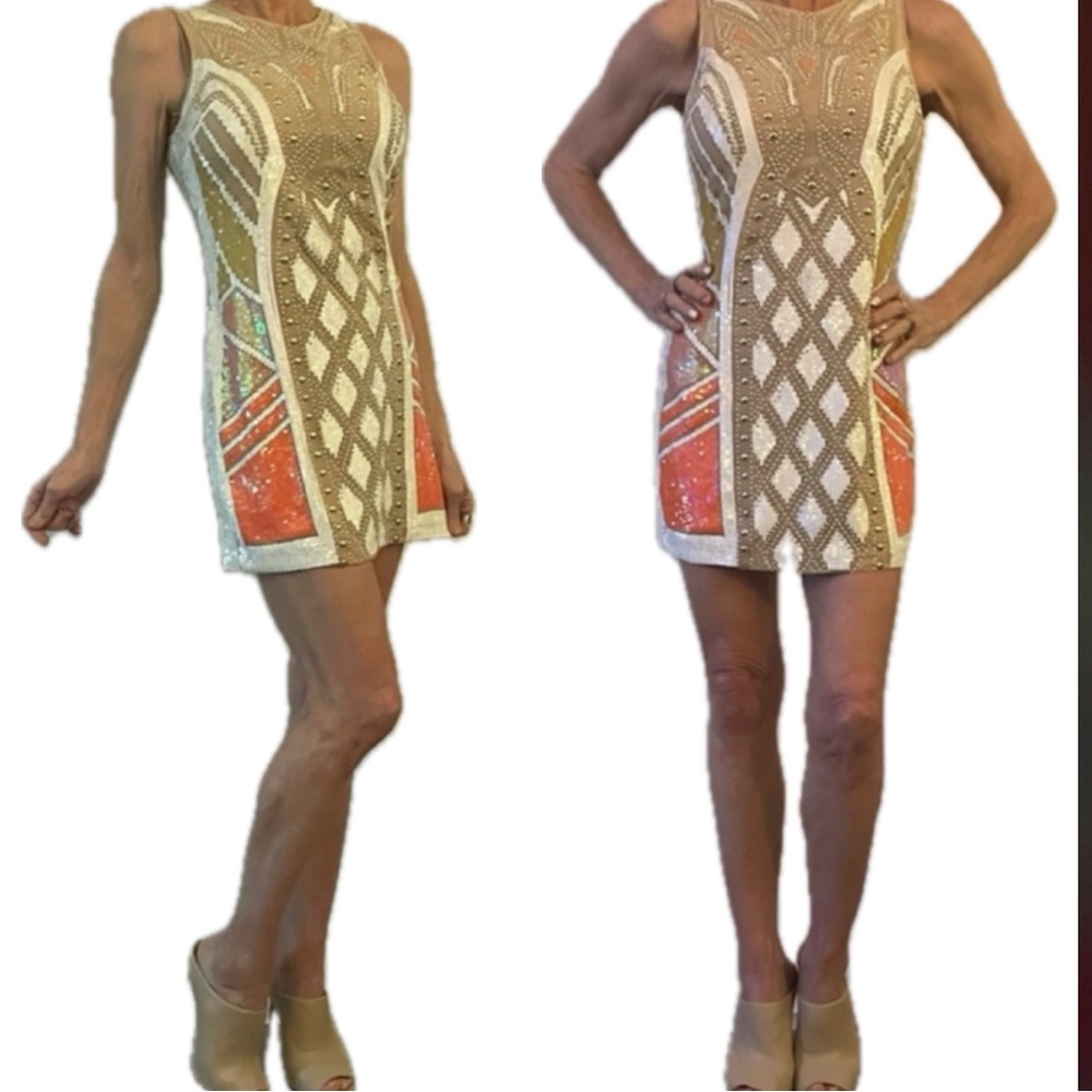 Marineblu beaded/sequin mini dress